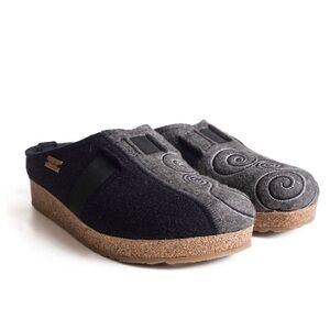 Haflinger Women’s MAGIC SWIRL Gray Black Wool Cork Clogs Shoes Slippers Sz 38
